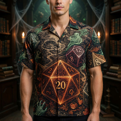 Halloween Dice Hawaiian Shirt - Spooky RPG Tabletop Apparel