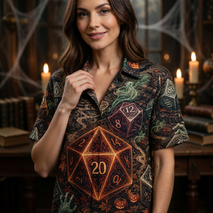 Halloween Dice Hawaiian Shirt - Spooky RPG Tabletop Apparel