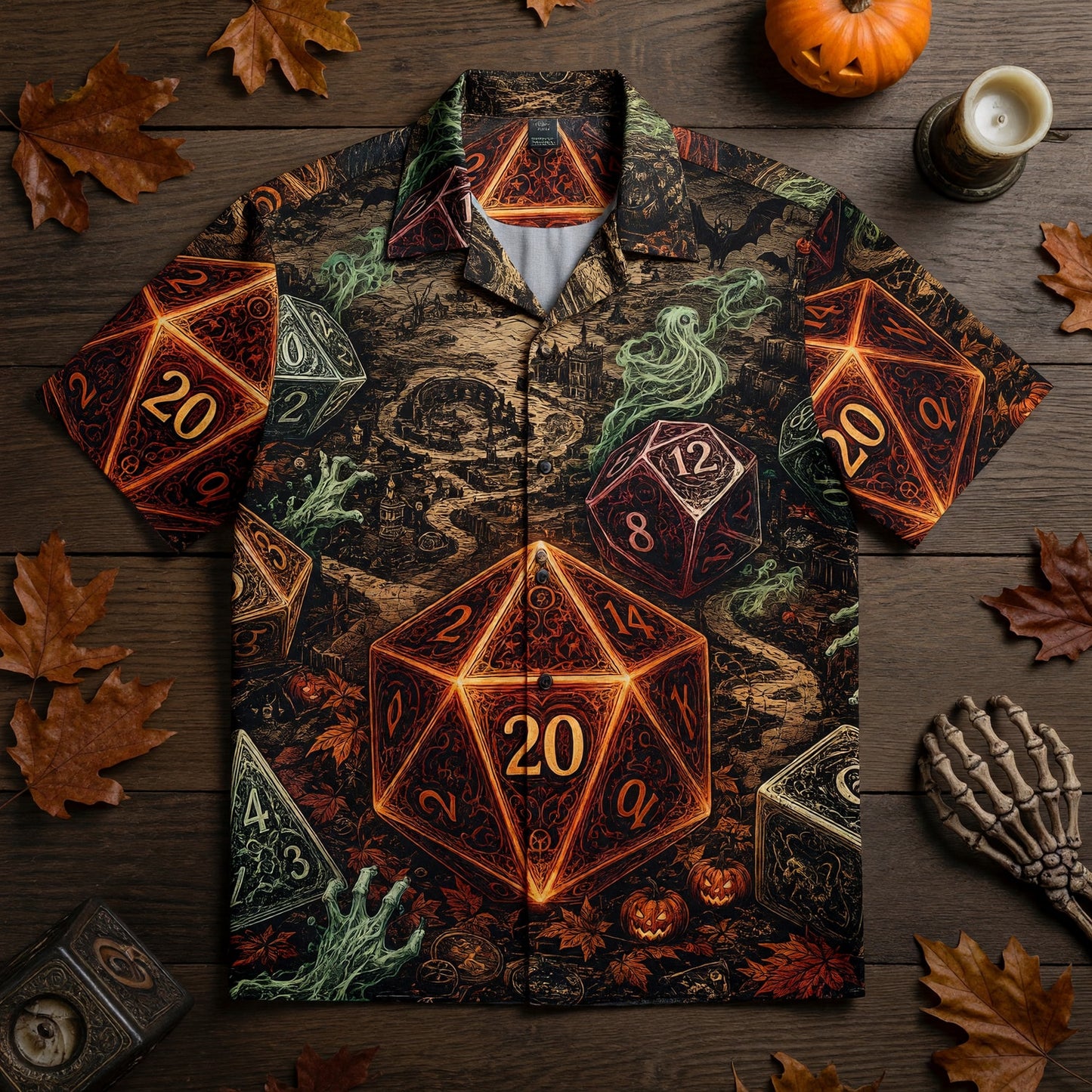 Halloween Dice Hawaiian Shirt - Spooky RPG Tabletop Apparel