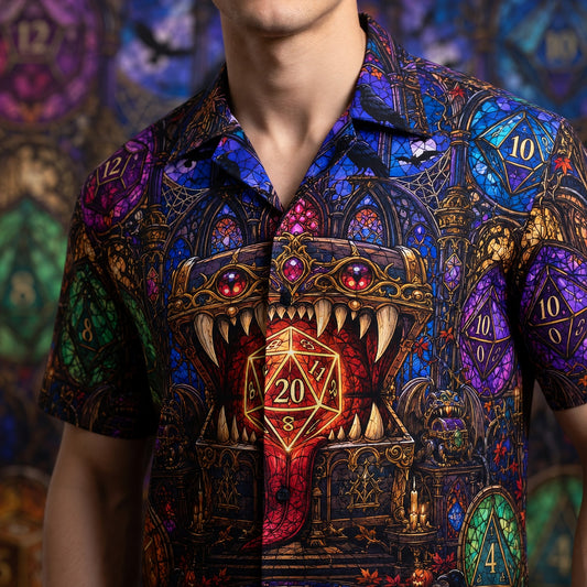 Fantasy Dungeon D20 Hawaiian Shirt - Gothic Halloween Dice