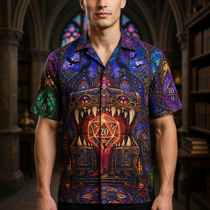 Fantasy Dungeon D20 Hawaiian Shirt - Gothic Halloween Dice