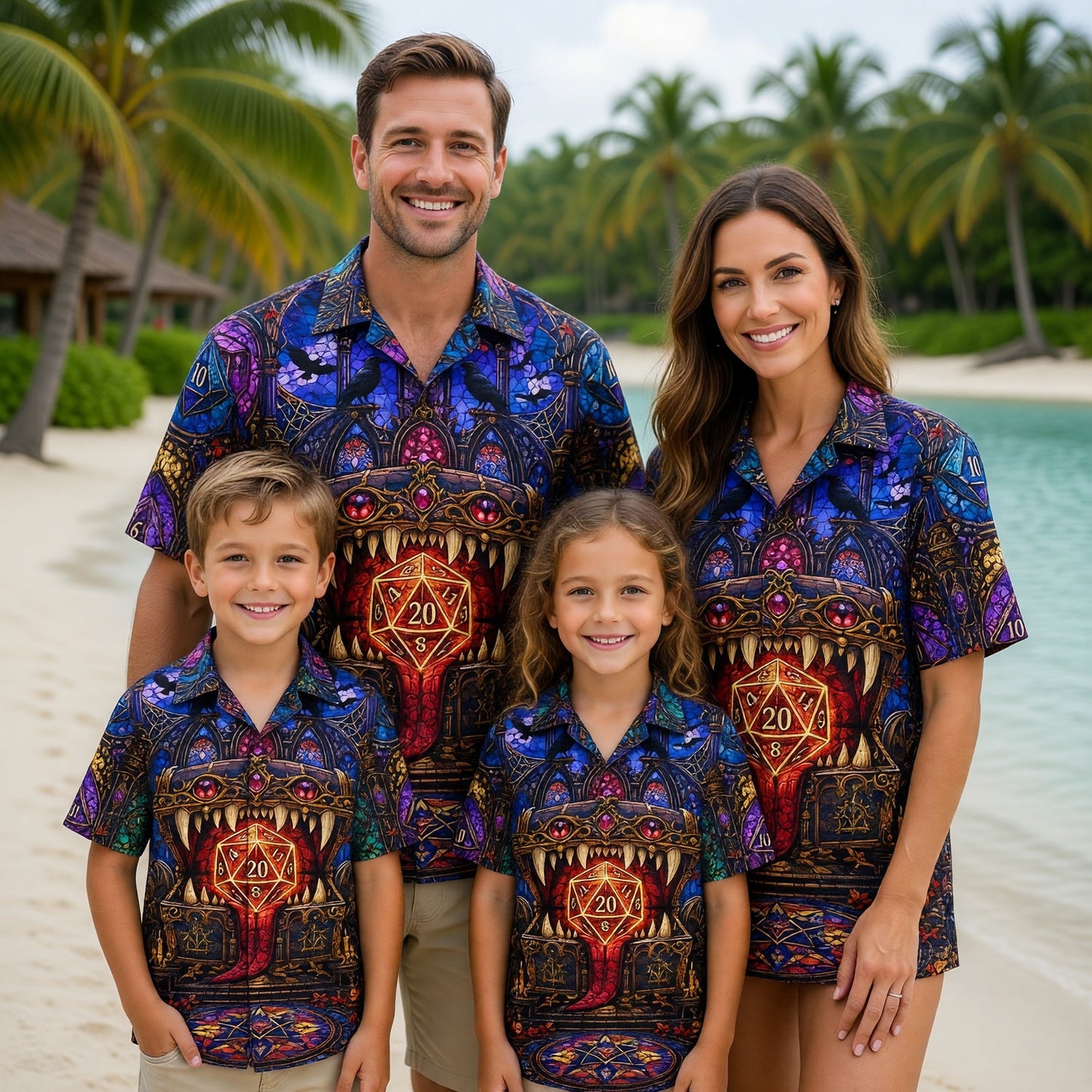 Fantasy Dungeon D20 Hawaiian Shirt - Gothic Halloween Dice