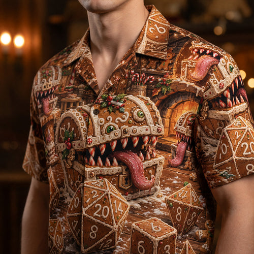 Christmas Mimic Hawaiian Shirt - Gingerbread RPG Fantasy
