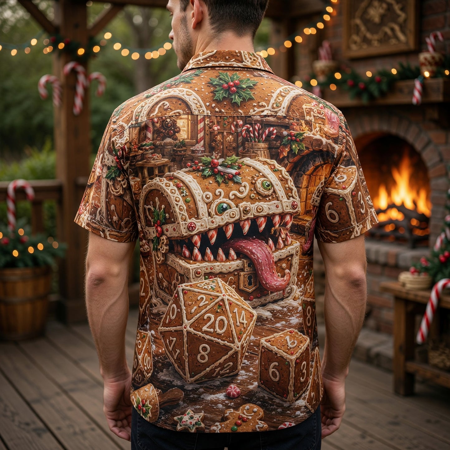 Christmas Mimic Hawaiian Shirt - Gingerbread RPG Fantasy