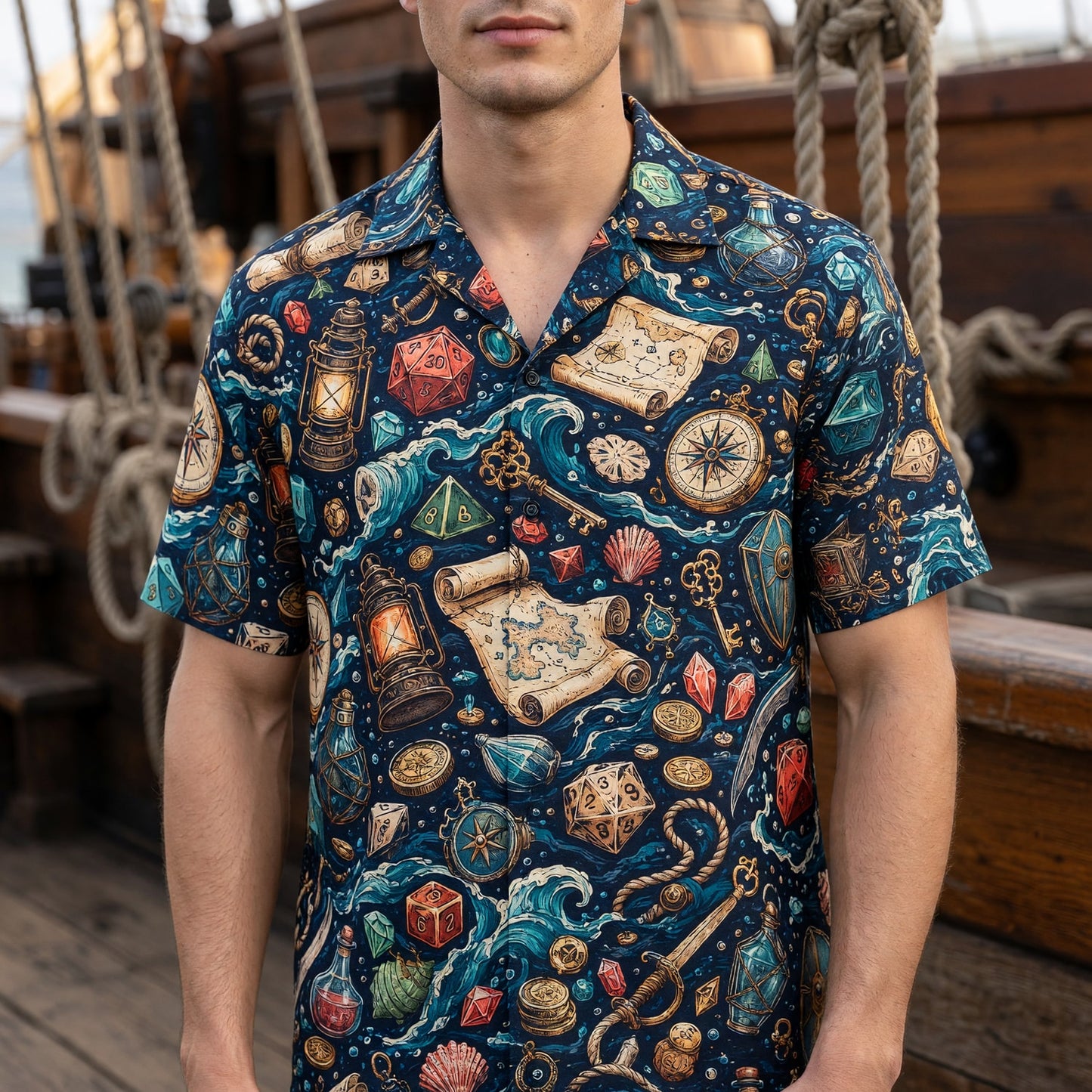 Pirate Hawaiian Shirt - Nautical RPG Dice Adventure