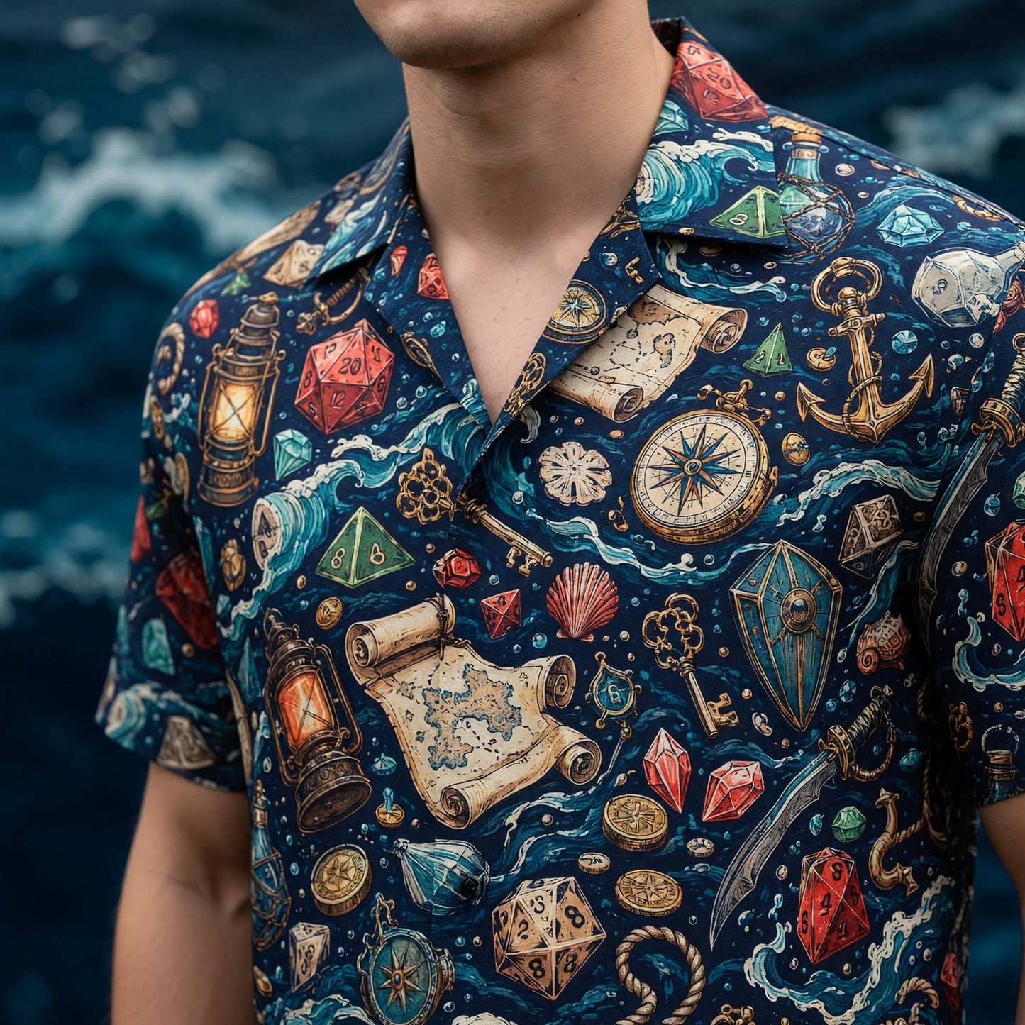 Pirate Hawaiian Shirt - Nautical RPG Dice Adventure