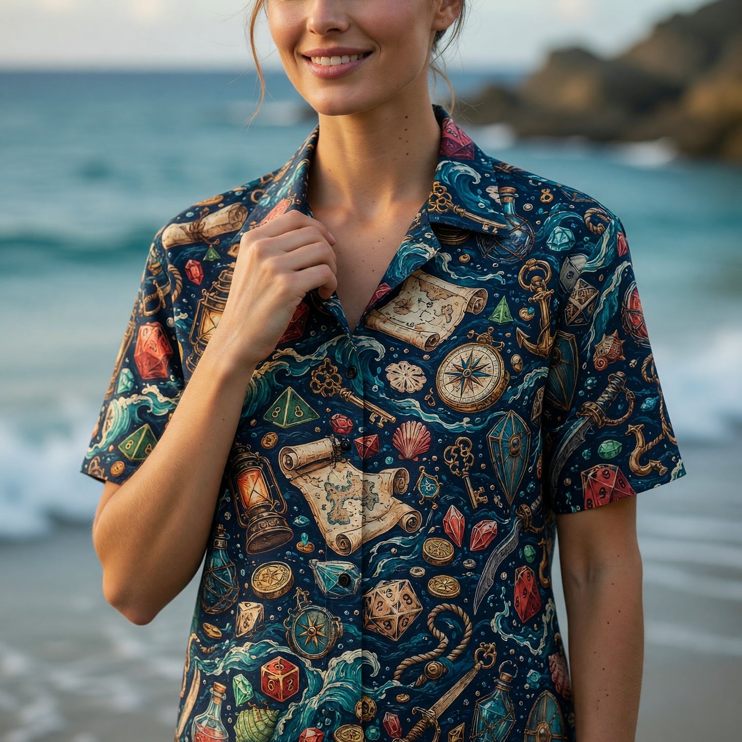 Pirate Hawaiian Shirt - Nautical RPG Dice Adventure