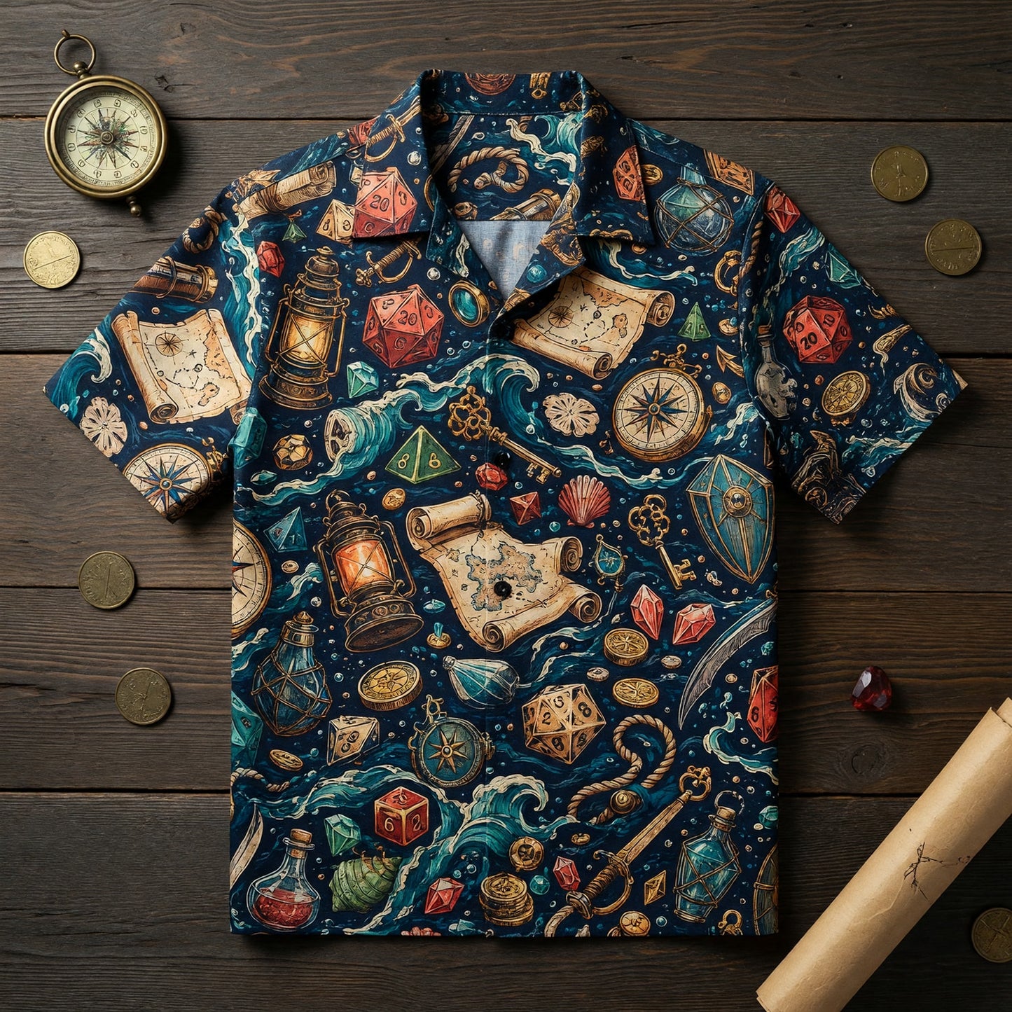 Pirate Hawaiian Shirt - Nautical RPG Dice Adventure