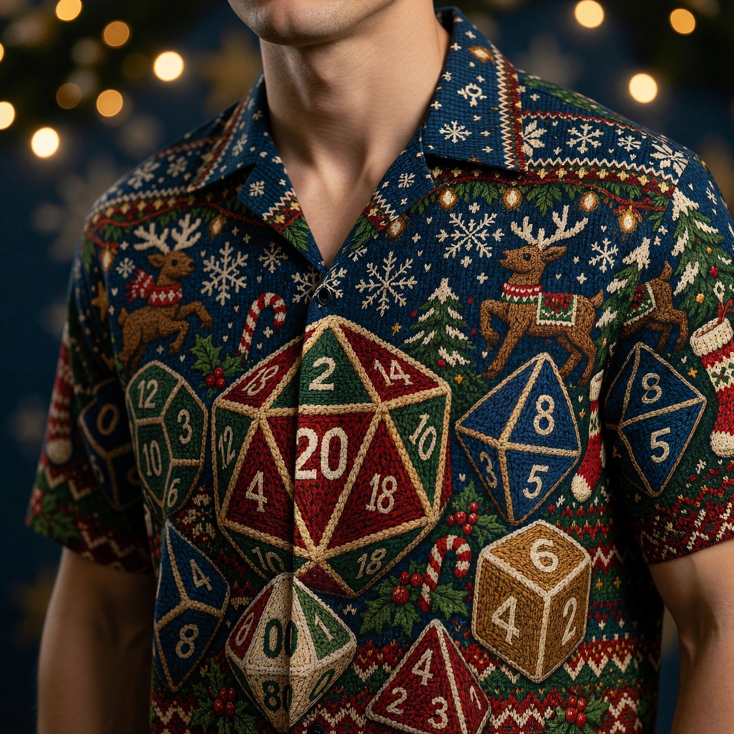 Christmas Dice Hawaiian Shirt - Holiday RPG Gaming Apparel