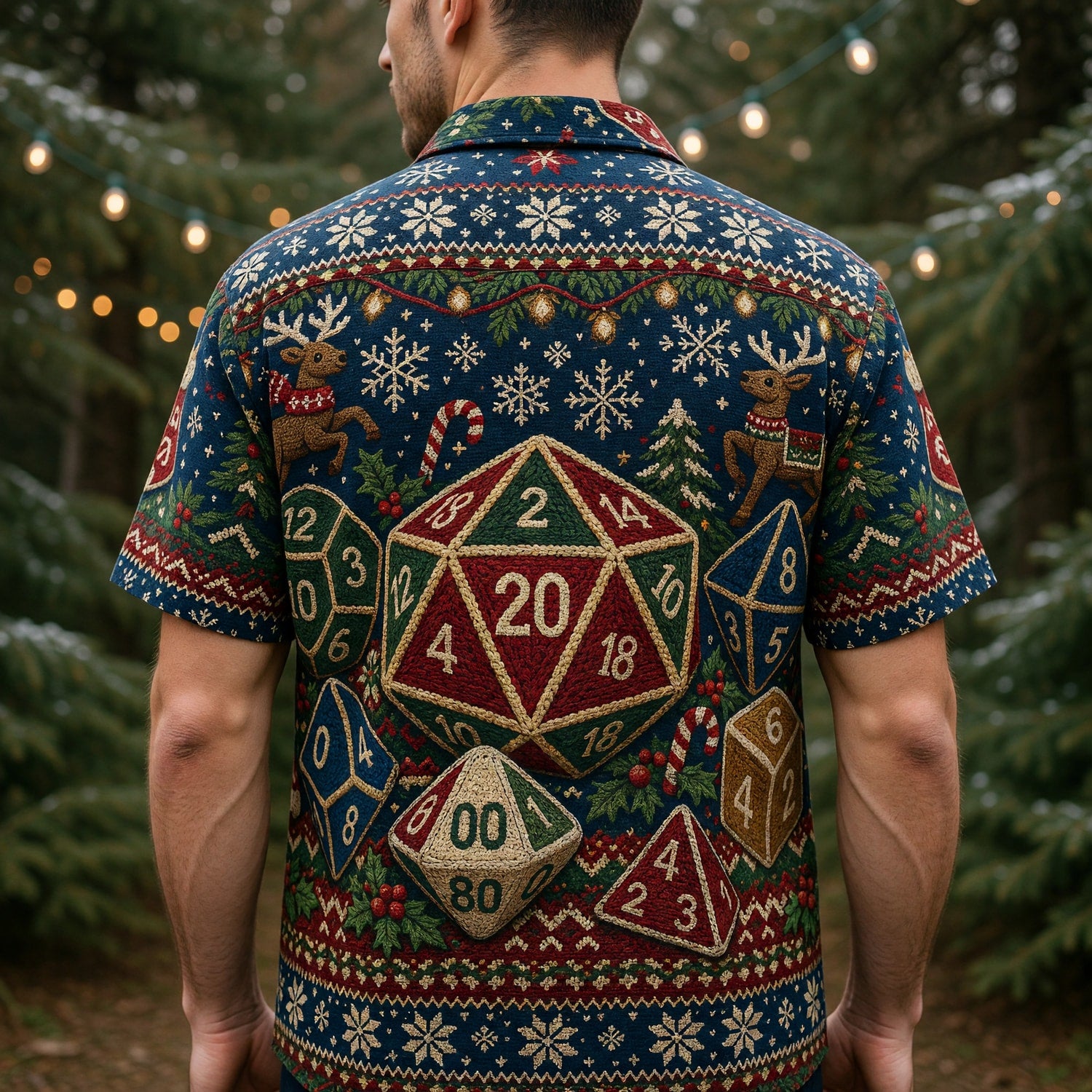 Christmas Dice Hawaiian Shirt - Holiday RPG Gaming Apparel