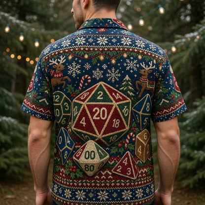 Christmas Dice Hawaiian Shirt - Holiday RPG Gaming Apparel