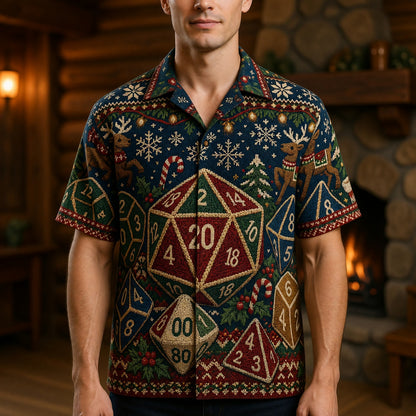 Christmas Dice Hawaiian Shirt - Holiday RPG Gaming Apparel