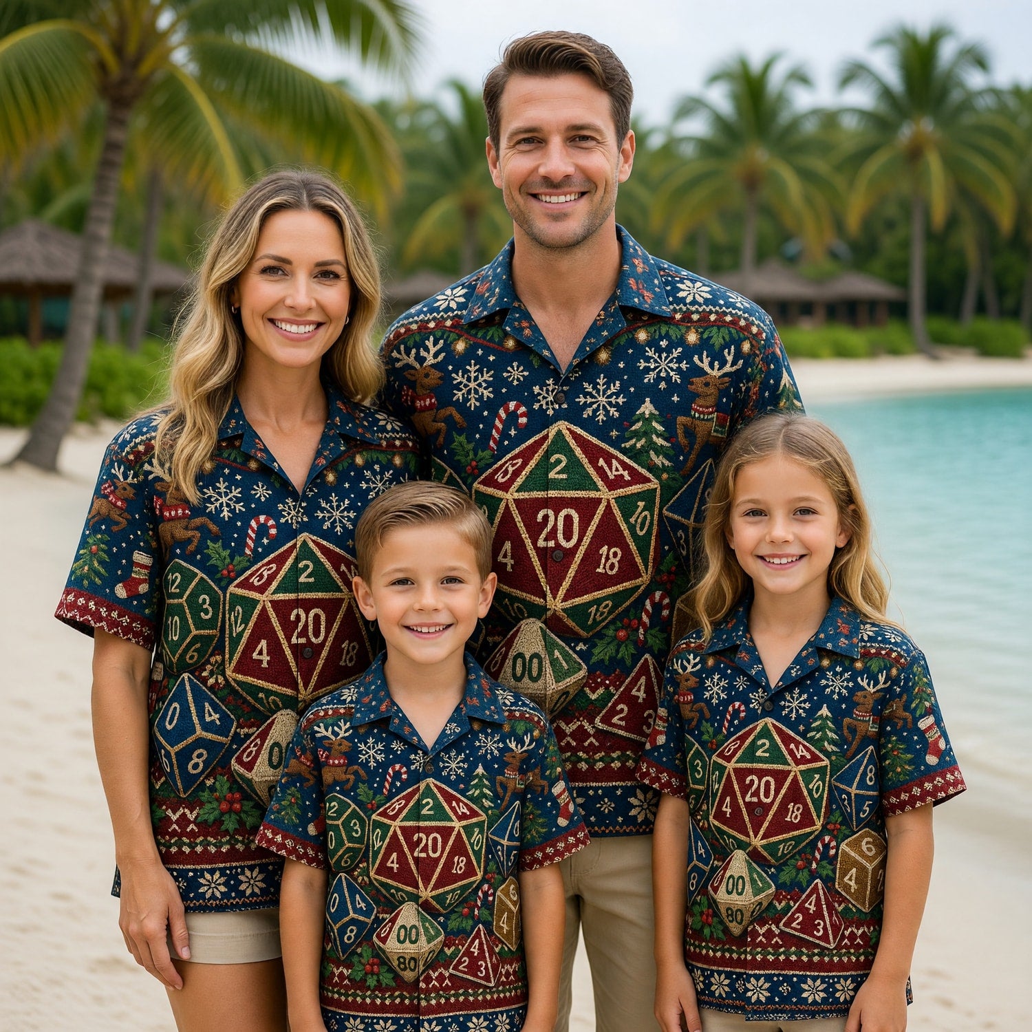 Christmas Dice Hawaiian Shirt - Holiday RPG Gaming Apparel
