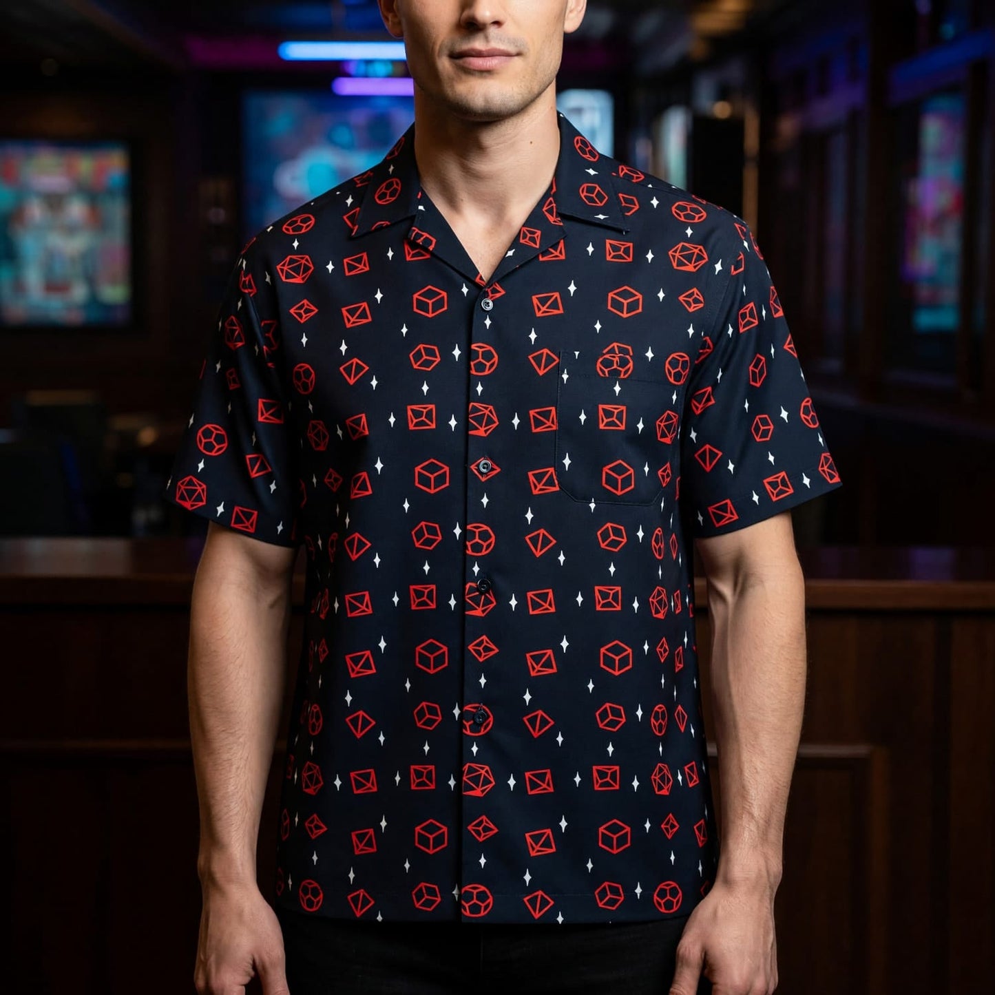 Polyhedral Dice Hawaiian Shirt - Tabletop RPG Gaming Apparel