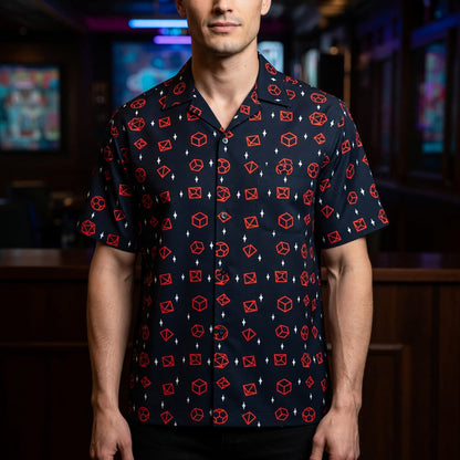 Polyhedral Dice Hawaiian Shirt - Tabletop RPG Gaming Apparel