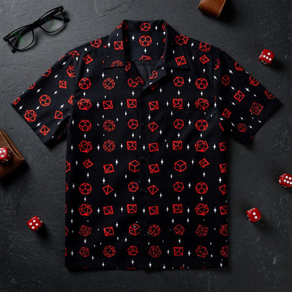 Polyhedral Dice Hawaiian Shirt - Tabletop RPG Gaming Apparel