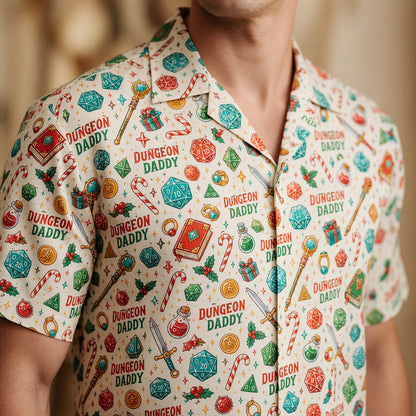 Dungeon Daddy Hawaiian Shirt - Christmas Dice Pattern