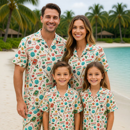Dungeon Daddy Hawaiian Shirt - Christmas Dice Pattern