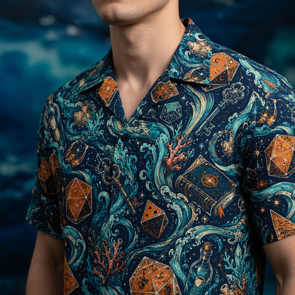 Mystic Ocean Dice Hawaiian Shirt - Fantasy RPG Waves