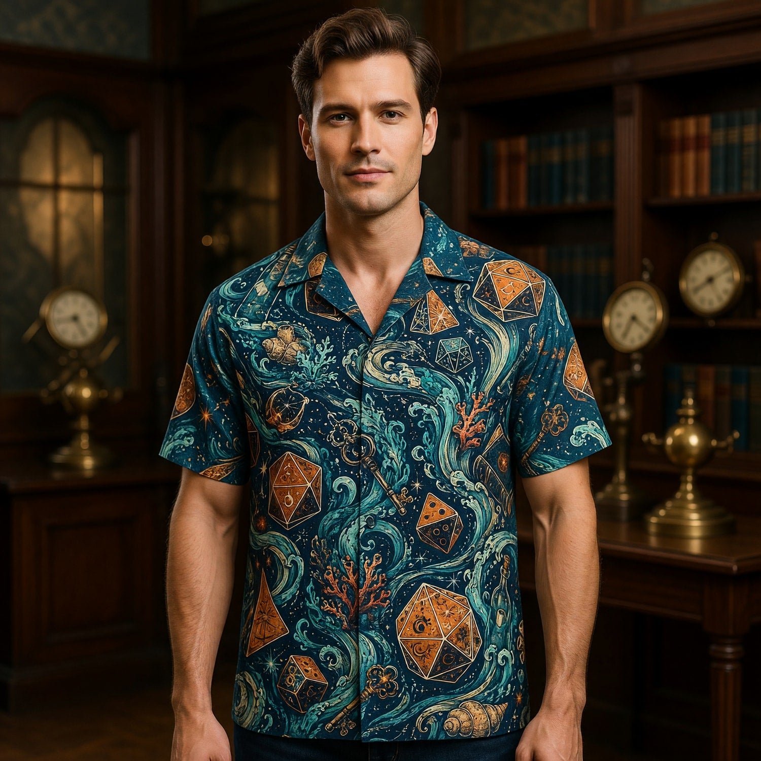 Mystic Ocean Dice Hawaiian Shirt - Fantasy RPG Waves