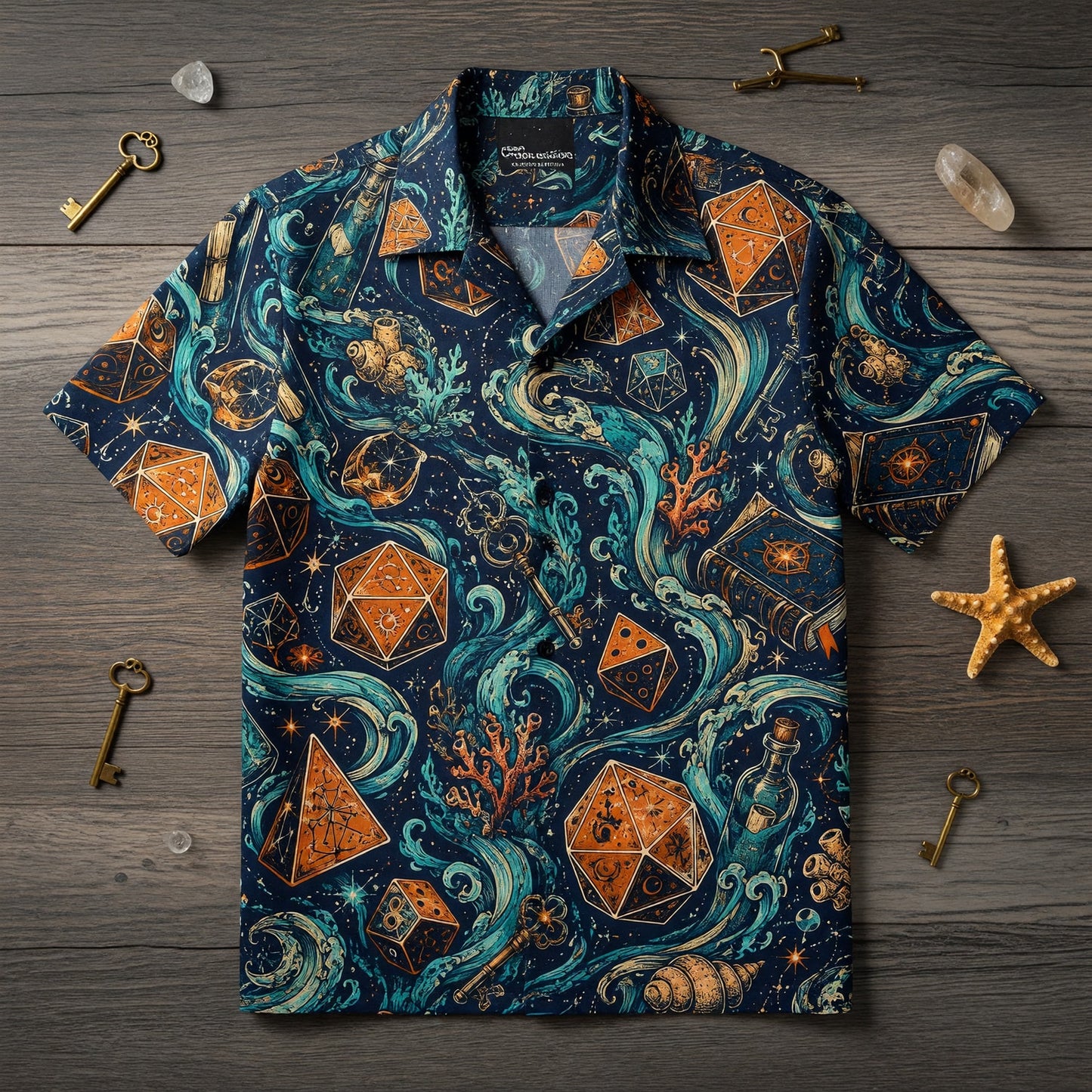 Mystic Ocean Dice Hawaiian Shirt - Fantasy RPG Waves