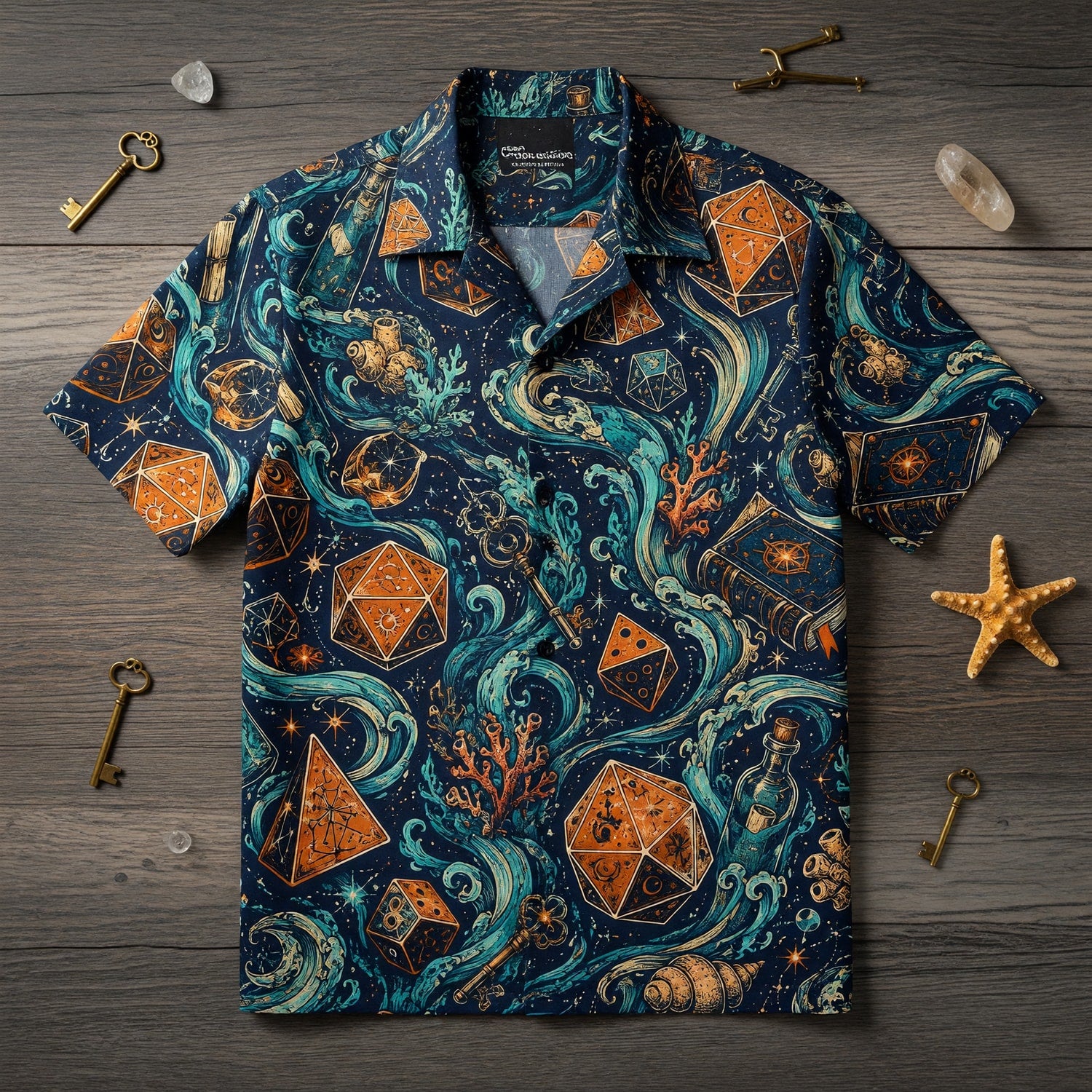 Mystic Ocean Dice Hawaiian Shirt - Fantasy RPG Waves