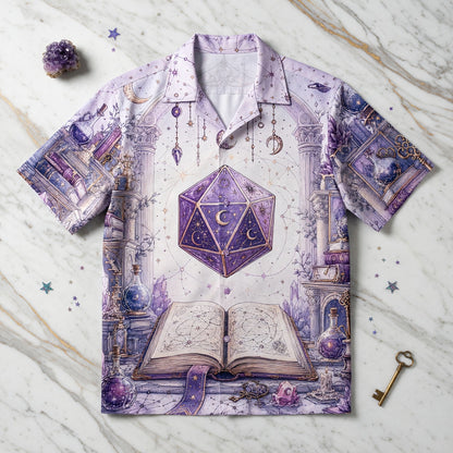 Celestial D20 Dice Hawaiian Shirt - Mystic Fantasy RPG Apparel