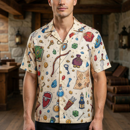 Fantasy Dungeon Hawaiian Shirt - Fantasy RPG Dice Loot Pattern