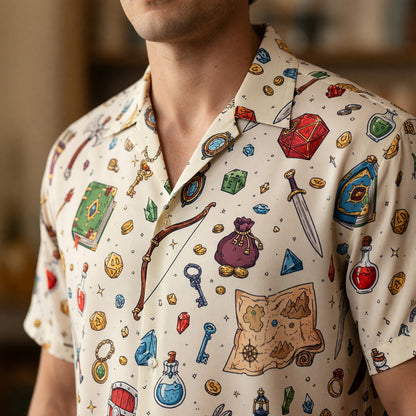 Fantasy Dungeon Hawaiian Shirt - Fantasy RPG Dice Loot Pattern