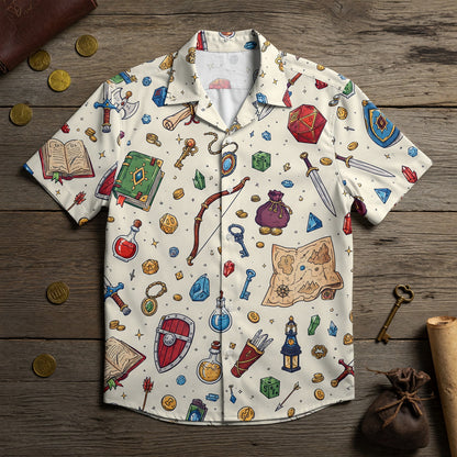 Fantasy Dungeon Hawaiian Shirt - Fantasy RPG Dice Loot Pattern
