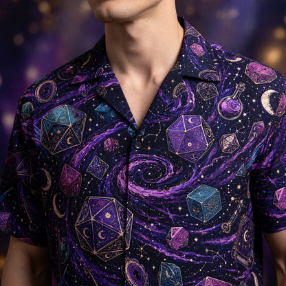 Mystic Dice Hawaiian Shirt - Cosmic Wizard RPG Apparel