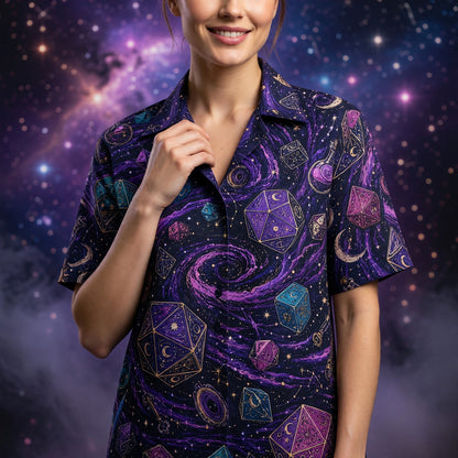 Mystic Dice Hawaiian Shirt - Cosmic Wizard RPG Apparel