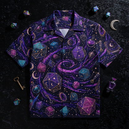 Mystic Dice Hawaiian Shirt - Cosmic Wizard RPG Apparel