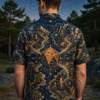 Celestial Dice Hawaiian Shirt - Fantasy RPG Map Adventure