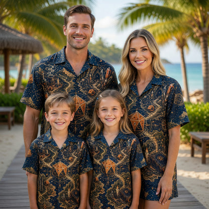 Celestial Dice Hawaiian Shirt - Fantasy RPG Map Adventure