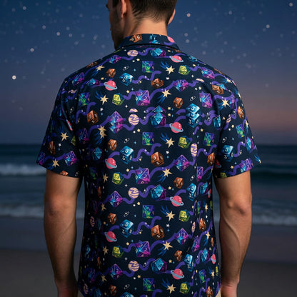 Cosmic Dice Hawaiian Shirt - Galaxy RPG Space Apparel