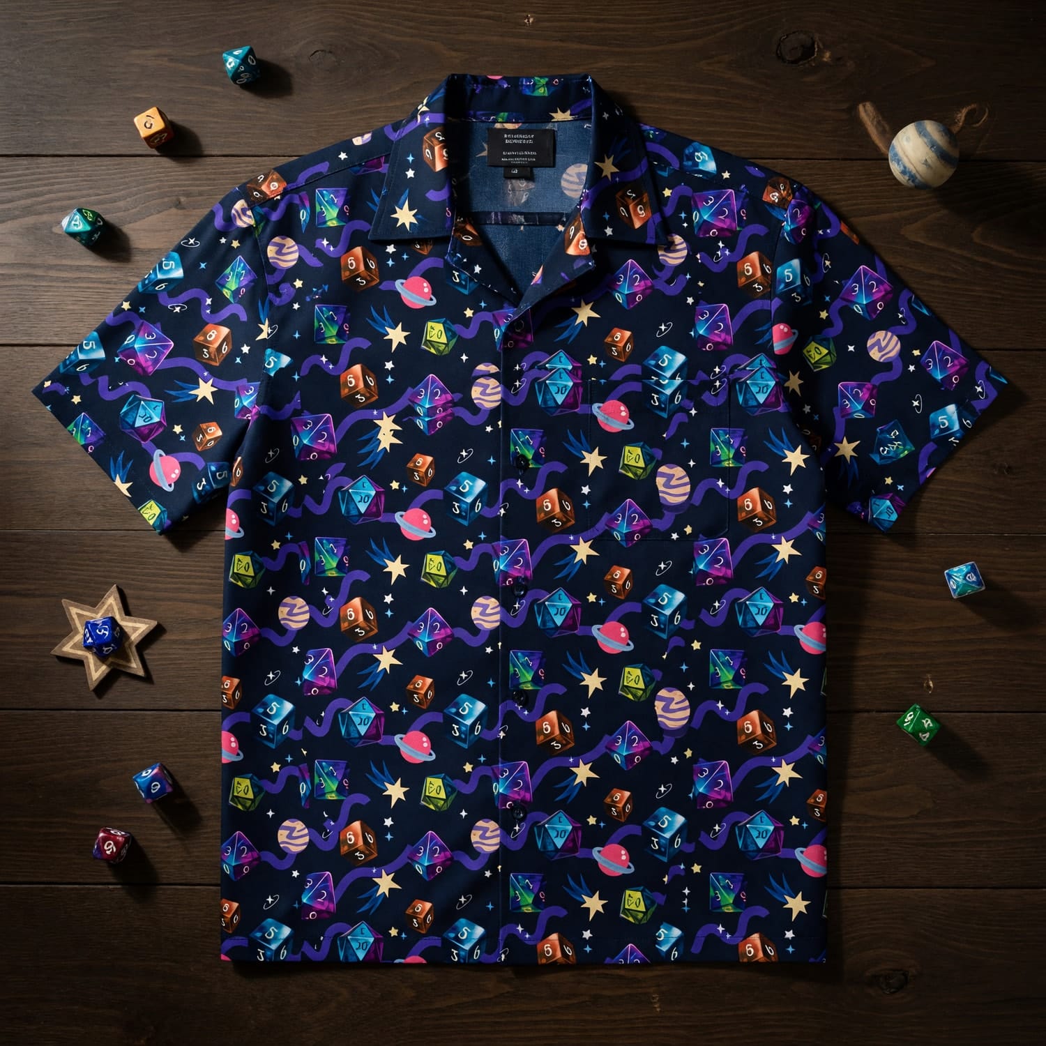 Cosmic Dice Hawaiian Shirt - Galaxy RPG Space Apparel