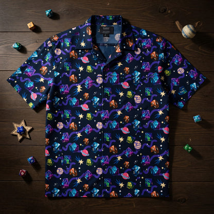 Cosmic Dice Hawaiian Shirt - Galaxy RPG Space Apparel