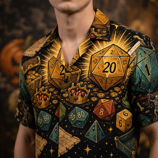 Halloween Dice Hawaiian Shirt - Spooky RPG Pattern