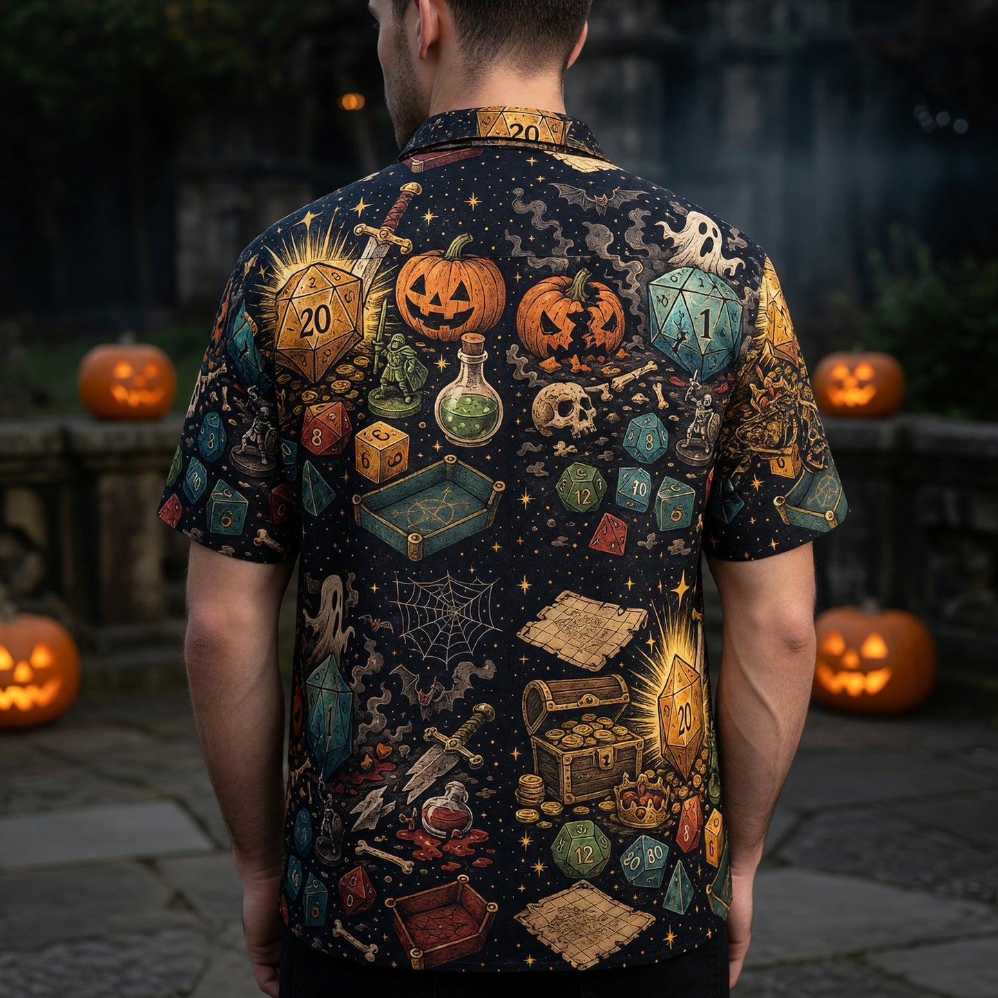 Halloween Dice Hawaiian Shirt - Spooky RPG Pattern
