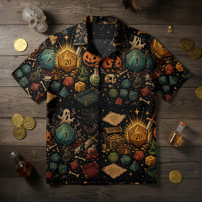 Halloween Dice Hawaiian Shirt - Spooky RPG Pattern