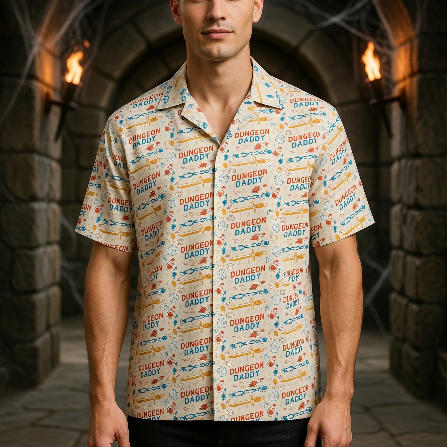 Dungeon Daddy Hawaiian Shirt - Fantasy RPG Gamer Apparel