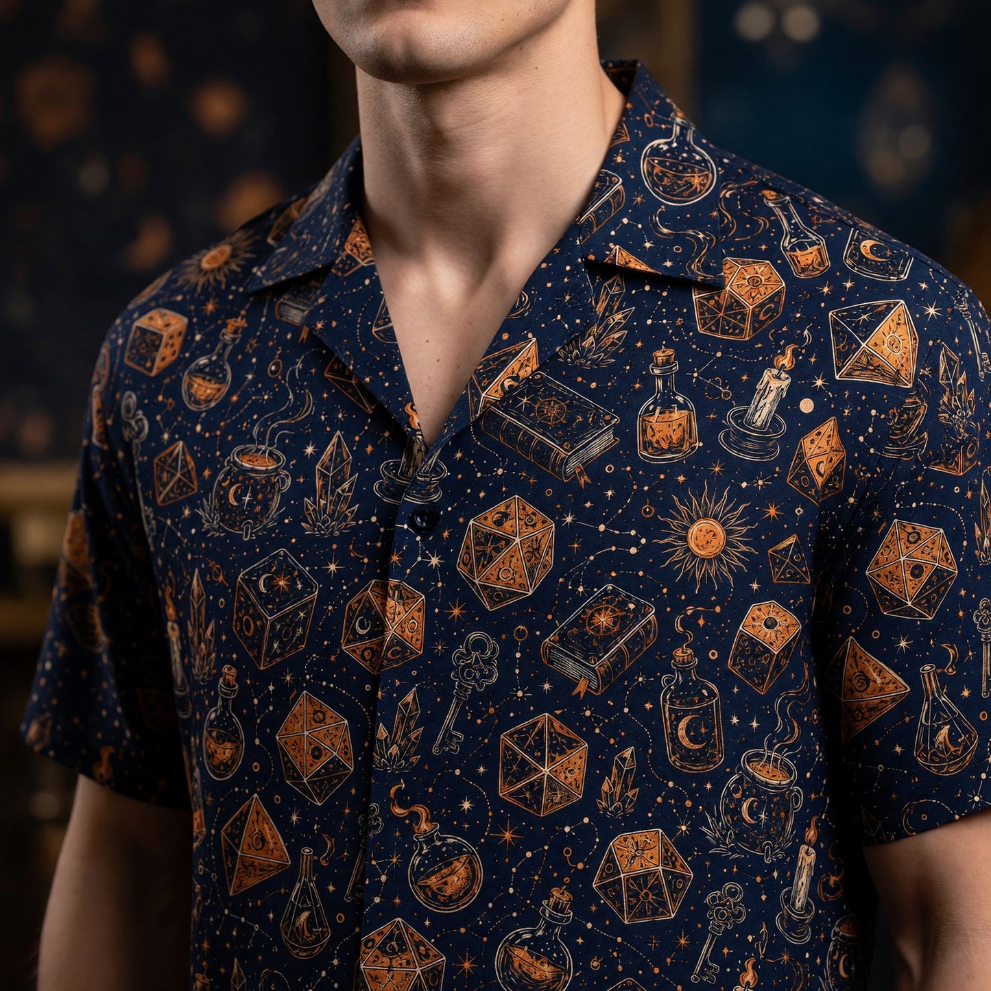 Mystic Wizard Hawaiian Shirt - Fantasy Dice Magic Apparel