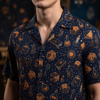 Mystic Wizard Hawaiian Shirt - Fantasy Dice Magic Apparel