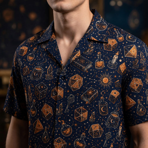 Mystic Wizard Hawaiian Shirt - Fantasy Dice Magic Apparel