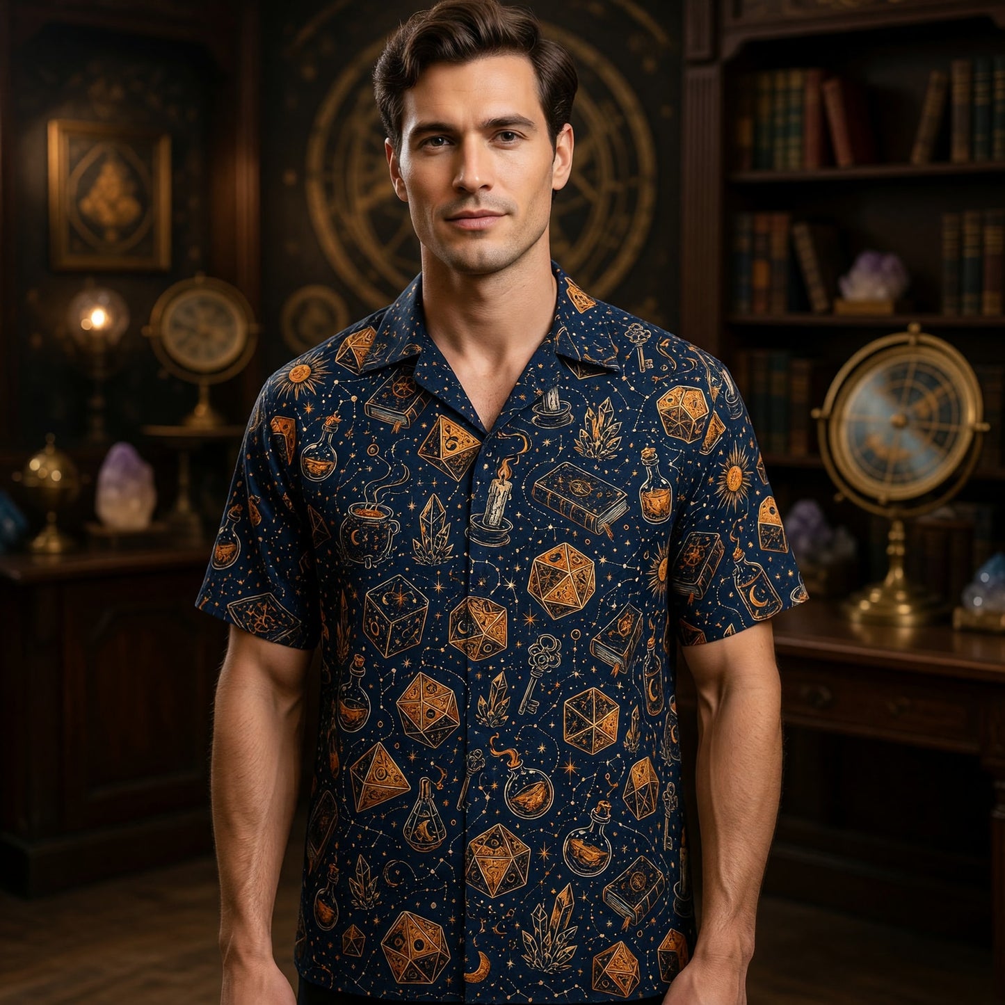 Mystic Wizard Hawaiian Shirt - Fantasy Dice Magic Apparel