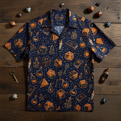 Mystic Wizard Hawaiian Shirt - Fantasy Dice Magic Apparel