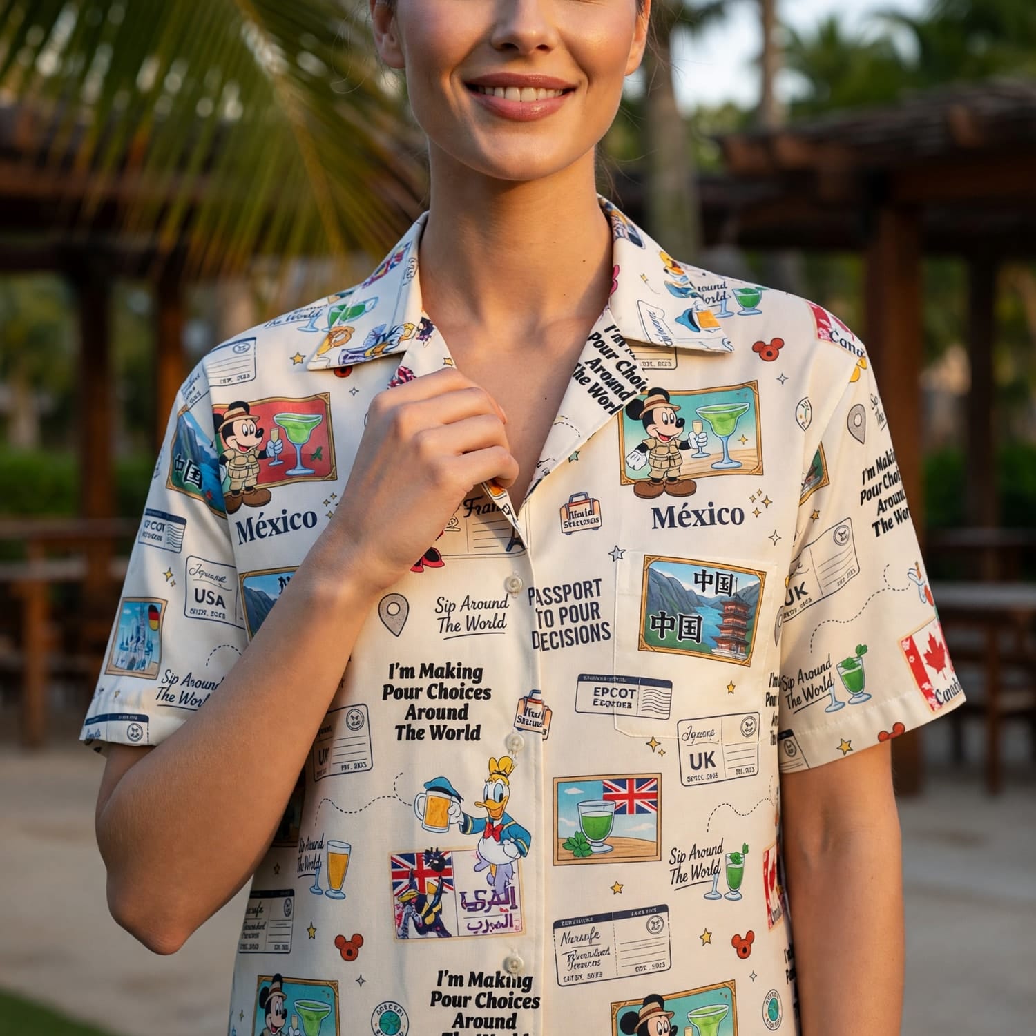 World Park Pour Choices Hawaiian Shirt - World Pavilion Travel Print