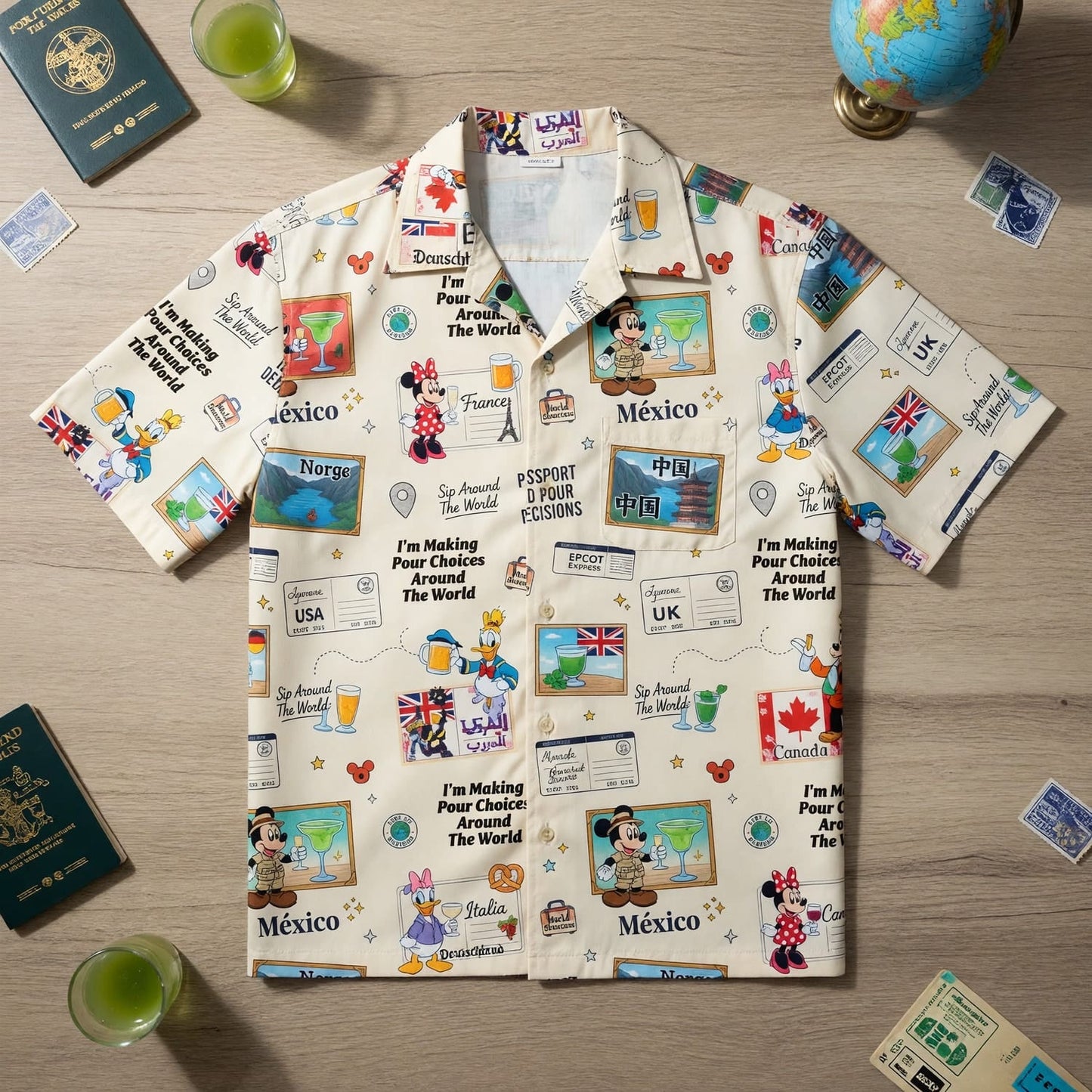 World Park Pour Choices Hawaiian Shirt - World Pavilion Travel Print