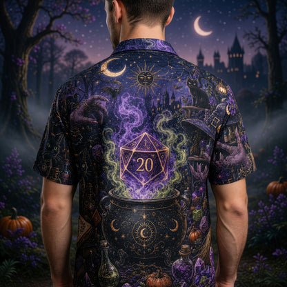 Fantasy Dungeon D20 Witch Hawaiian Shirt - Fantasy RPG Night Apparel